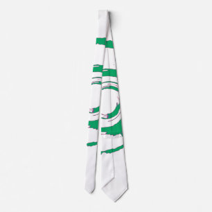 White Tie with Big Green Twirl
