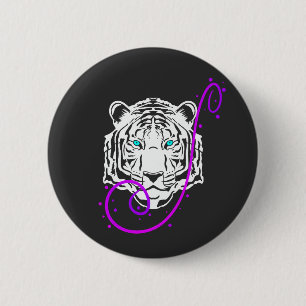 White Tiger 6 Cm Round Badge