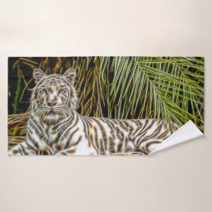 White Tiger Abstract Print Lumbar Cushion Bath Towel