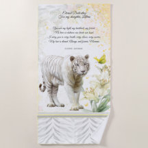 White Tiger and Lilies Devotion Towel
