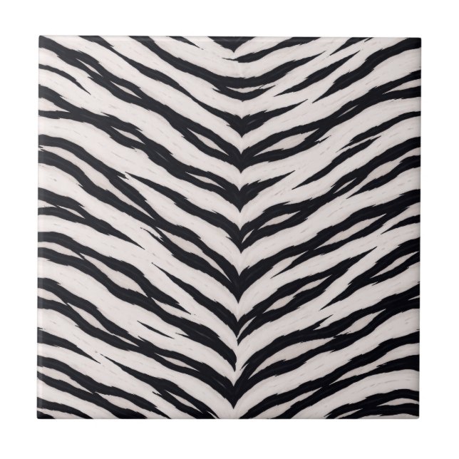 White Tiger Animal Pattern Ceramic Tile (Front)