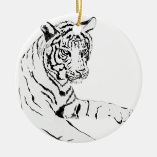White Tiger Art Painting Ornament