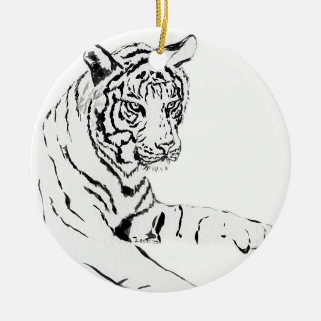 White Tiger Art Painting Ornament (Front)