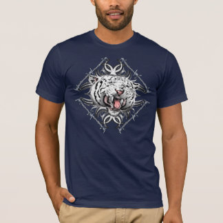 White Tiger Barb Wire Trible Design T-Shirt
