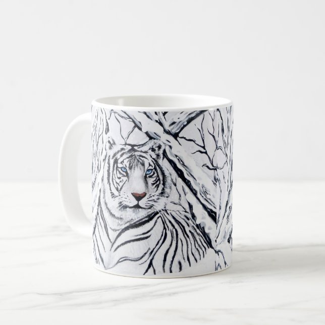 White Tiger Blending In Coffee Mug (Front Left)