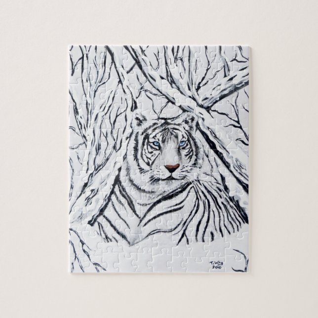 White Tiger Blending In Jigsaw Puzzle (Vertical)