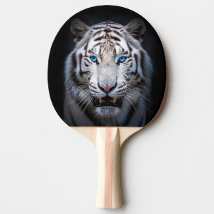 White Tiger Blue Eyes Ping Pong Paddle