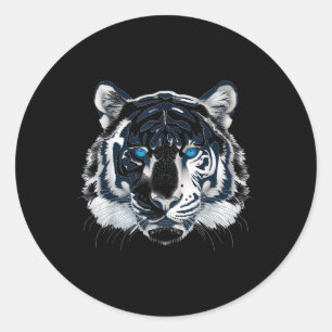 White Tiger Blue Eyes Wild Cat Animal _1 Classic Round Sticker