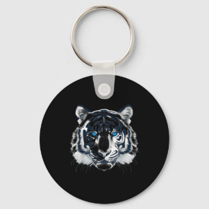 White Tiger Blue Eyes Wild Cat Animal _1  Key Ring