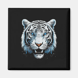White Tiger Blue Eyes Wild Cat Animal Magnet