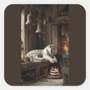 White Tiger Cabin Sticker – Candlelit Woodland