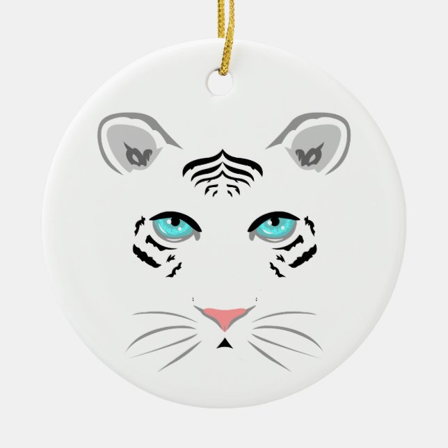 White Tiger Ceramic Ornament (Front)