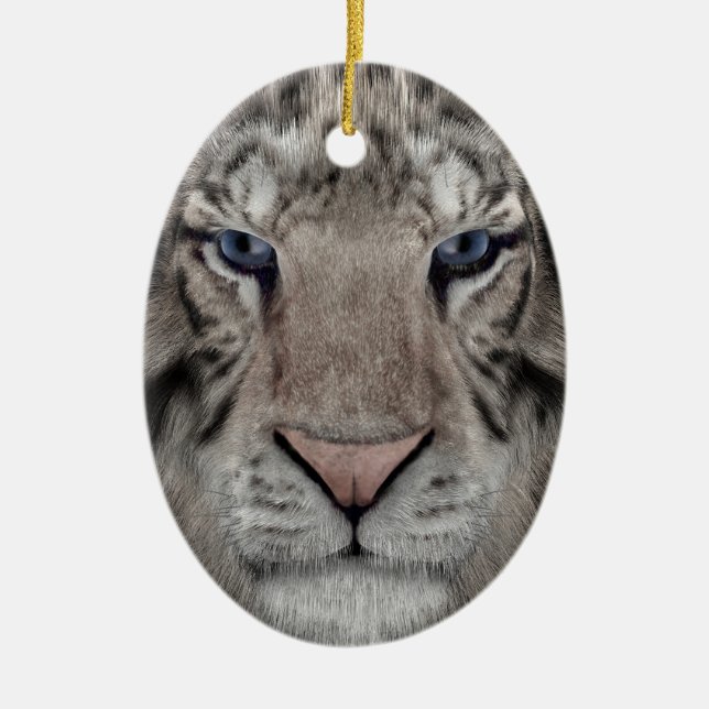 White Tiger Ceramic Ornament (Front)