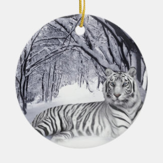 WHITE TIGER CERAMIC TREE DECORATION