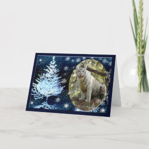 White Tiger Christmas Greeting Card