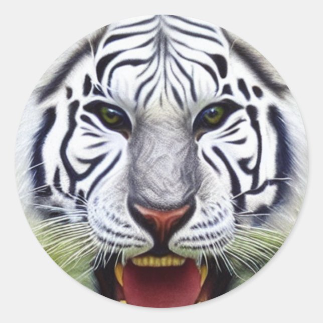 White Tiger Classic Round Sticker (Front)
