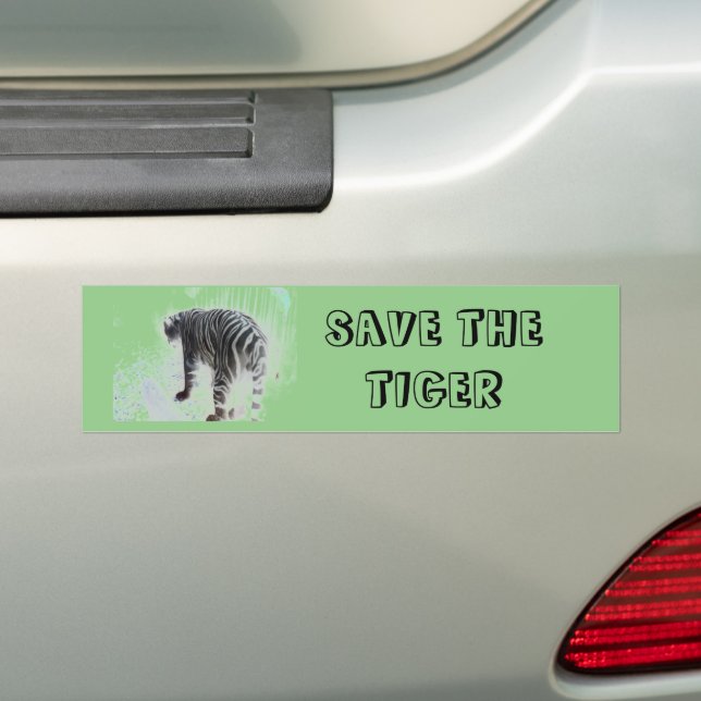 White Tiger Conservation Custom Bumper Sticker (On Car)