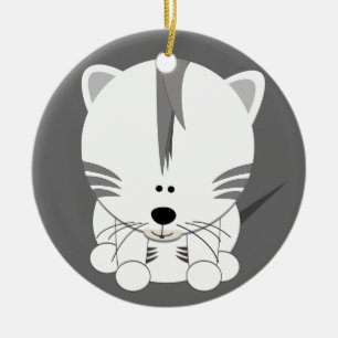 White Tiger Cub Round Ornament