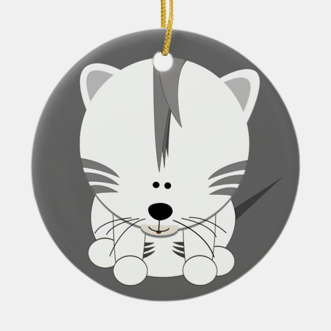 White Tiger Cub Round Ornament (Front)