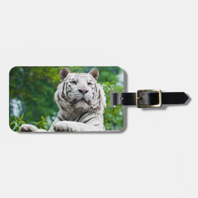 White Tiger  custom luggage tag (Front Horizontal)