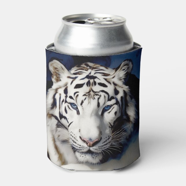 White Tiger Face  Can Cooler (Can Front)