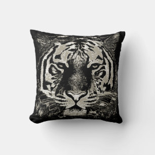 White Tiger Face Close-up Cushion