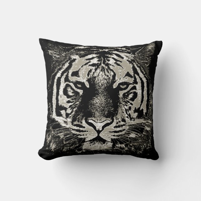 White Tiger Face Close-up Cushion (Front)