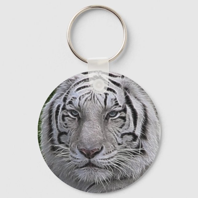 White Tiger Face Key Ring (Front)