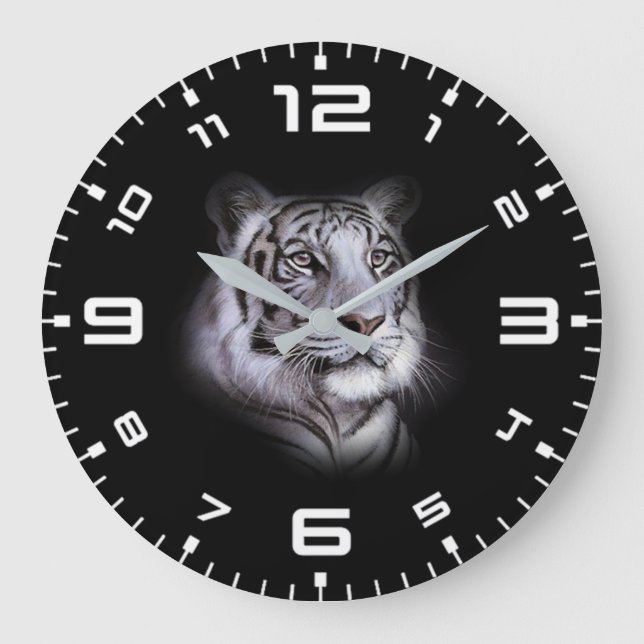 White Tiger Face Large Clock (Front)