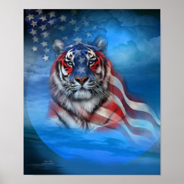 White Tiger Flag Art Poster/Print Poster (Front)