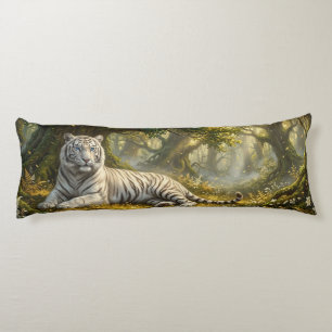 White Tiger Forest – Enchanted Woodland Serenity Body Cushion