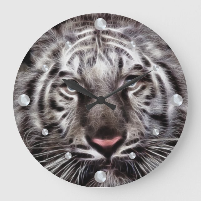 White Tiger Fractal  Wall Clock (Front)