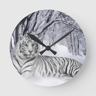 white+tiger+gifts round clock