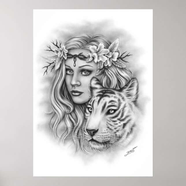 White Tiger Girl Spiritual Poster (Front)