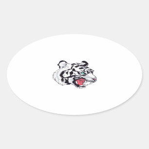 WHITE TIGER GROWL OVAL STICKER