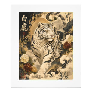 White Tiger Guardian Art   Japanese Mythology Photo Print