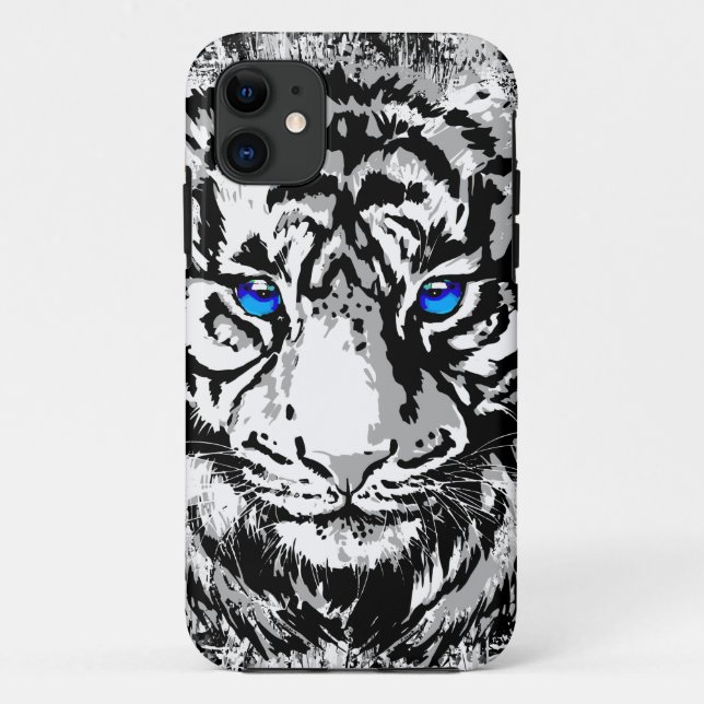 White Tiger Head - Blue Eyes - Tiger Case-Mate iPhone Case (Back)