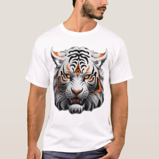 WHITE TIGER HEAD ONI STYLE, SVG, HEAD ONLY, BLACK T-Shirt