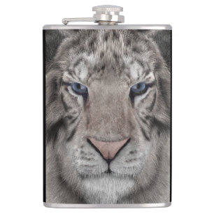 White Tiger Head Wildlife Aesthetic Hip Flask