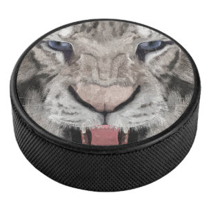 White Tiger Head Wildlife Aesthetic Hockey Puck