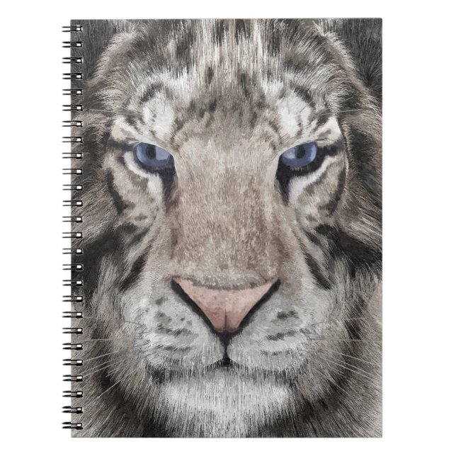 White Tiger Head Wildlife Aesthetic Notebook (Front)