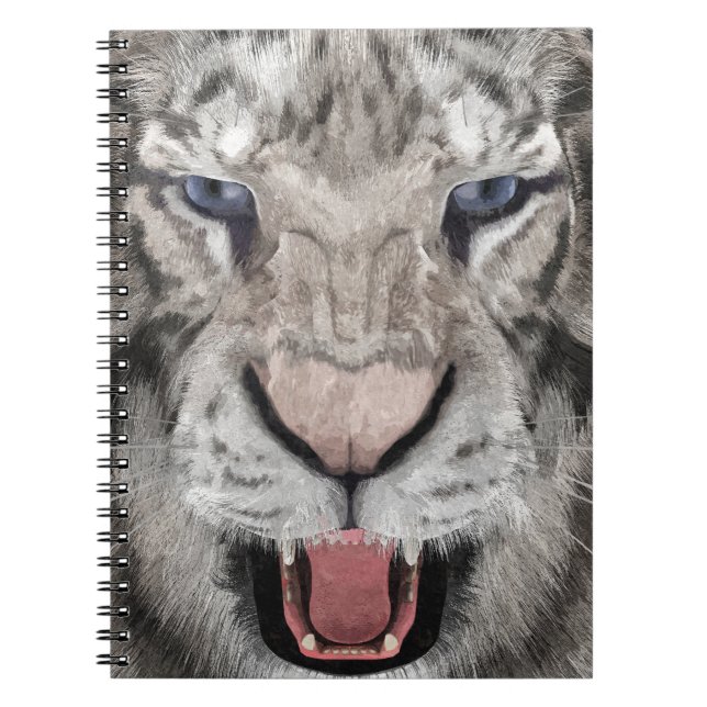 White Tiger Head Wildlife Aesthetic Notebook (Front)