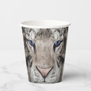 White Tiger Head Wildlife Aesthetic Paper Cups
