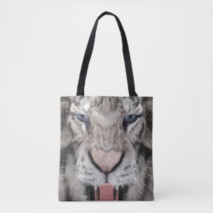 White Tiger Head Wildlife Aesthetic Tote Bag