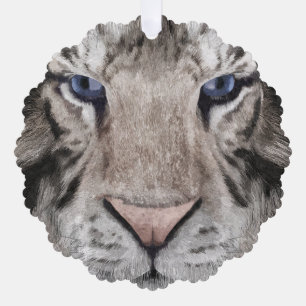 White Tiger Head Wildlife Aesthetic Tree Decoration Card