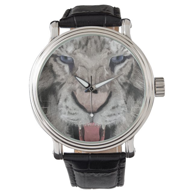 White Tiger Head Wildlife Aesthetic Watch (Front)