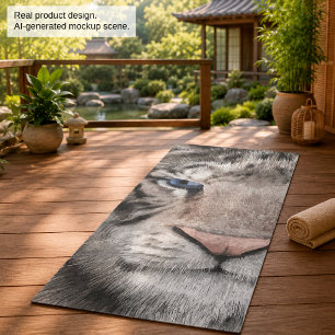 White Tiger Head Wildlife Aesthetic Yoga Mat