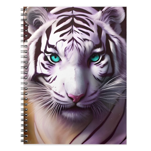 White Tiger Head with Mesmerising Eyes Notebook (Front)