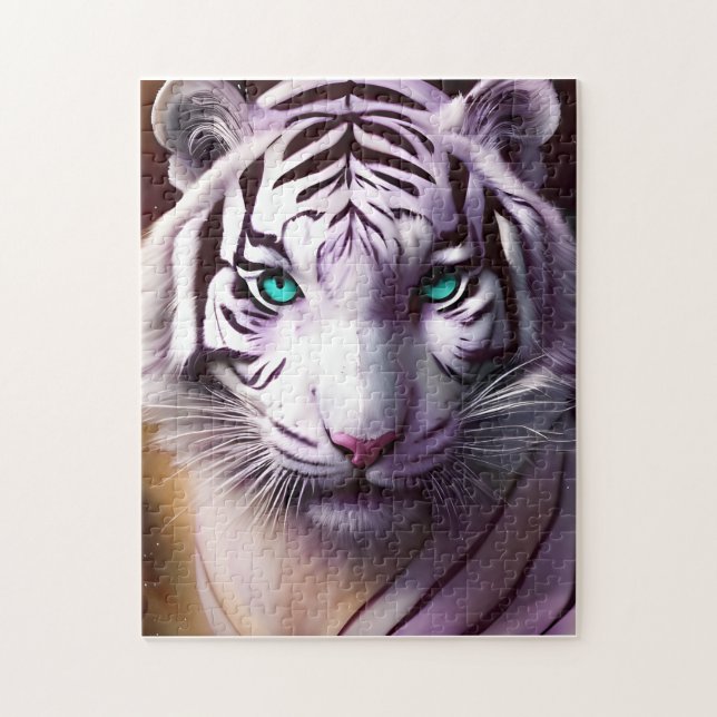 White Tiger Head with Mesmerizing Eyes  Jigsaw Puzzle (Vertical)