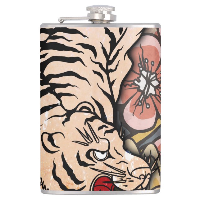 White Tiger Hip Flask (Front)